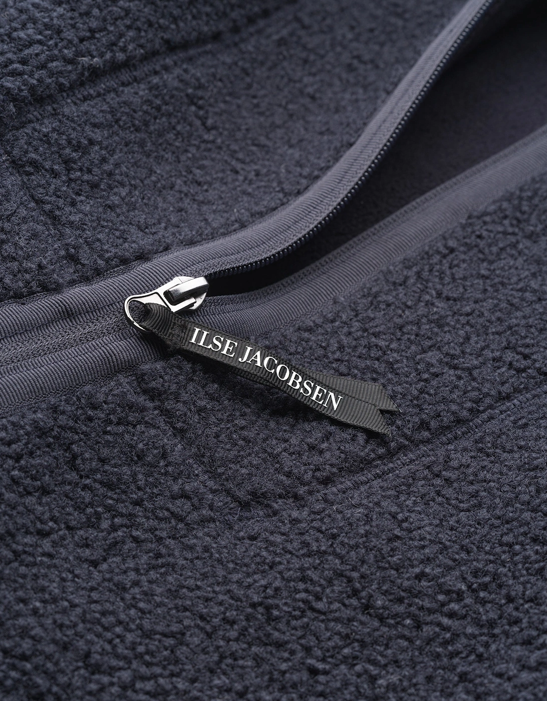 Ilse Jacobsen Bonded Pile Womens Hooded Jacket - Dark Indigo 660