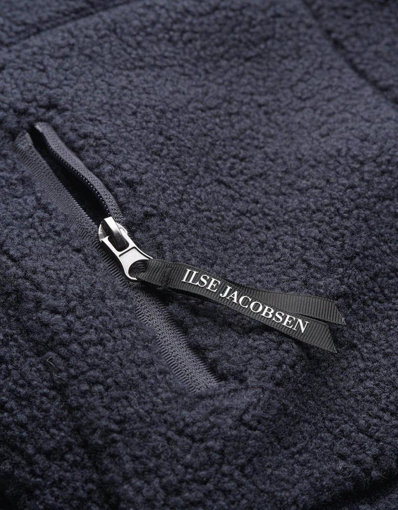 Ilse Jacobsen Bonded Pile Womens Hooded Jacket - Dark Indigo 660
