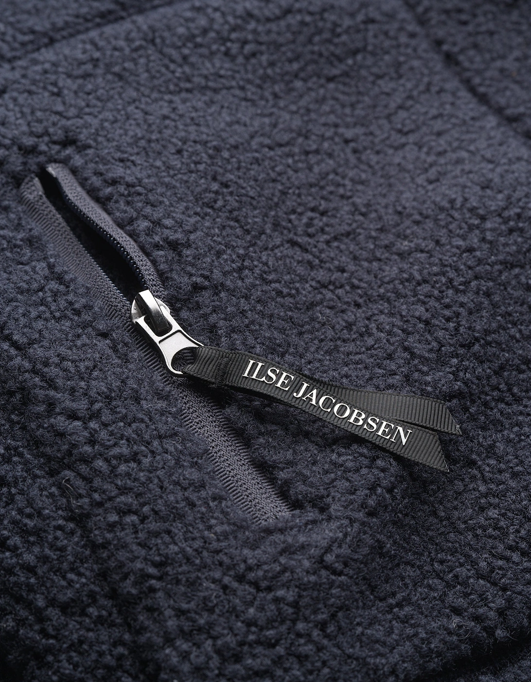 Ilse Jacobsen Bonded Pile Womens Hooded Jacket - Dark Indigo 660