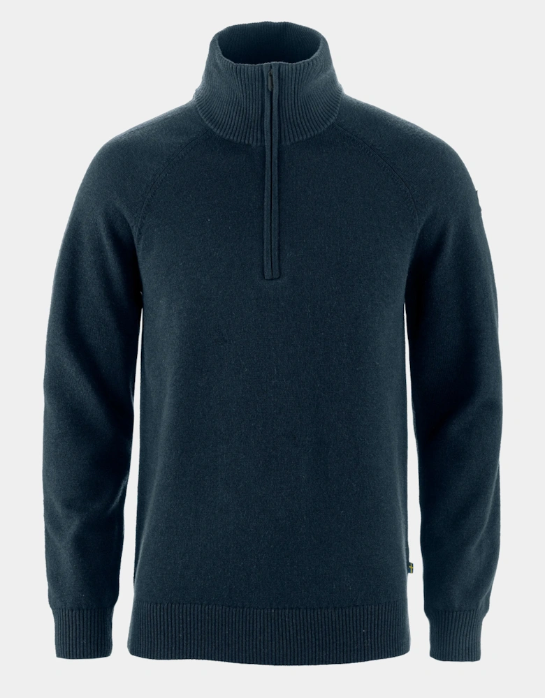 Fjallraven Övik Lite Mens Half Zip Jumper - Dark Navy 555
