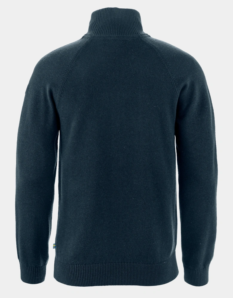 Fjallraven Övik Lite Mens Half Zip Jumper - Dark Navy 555