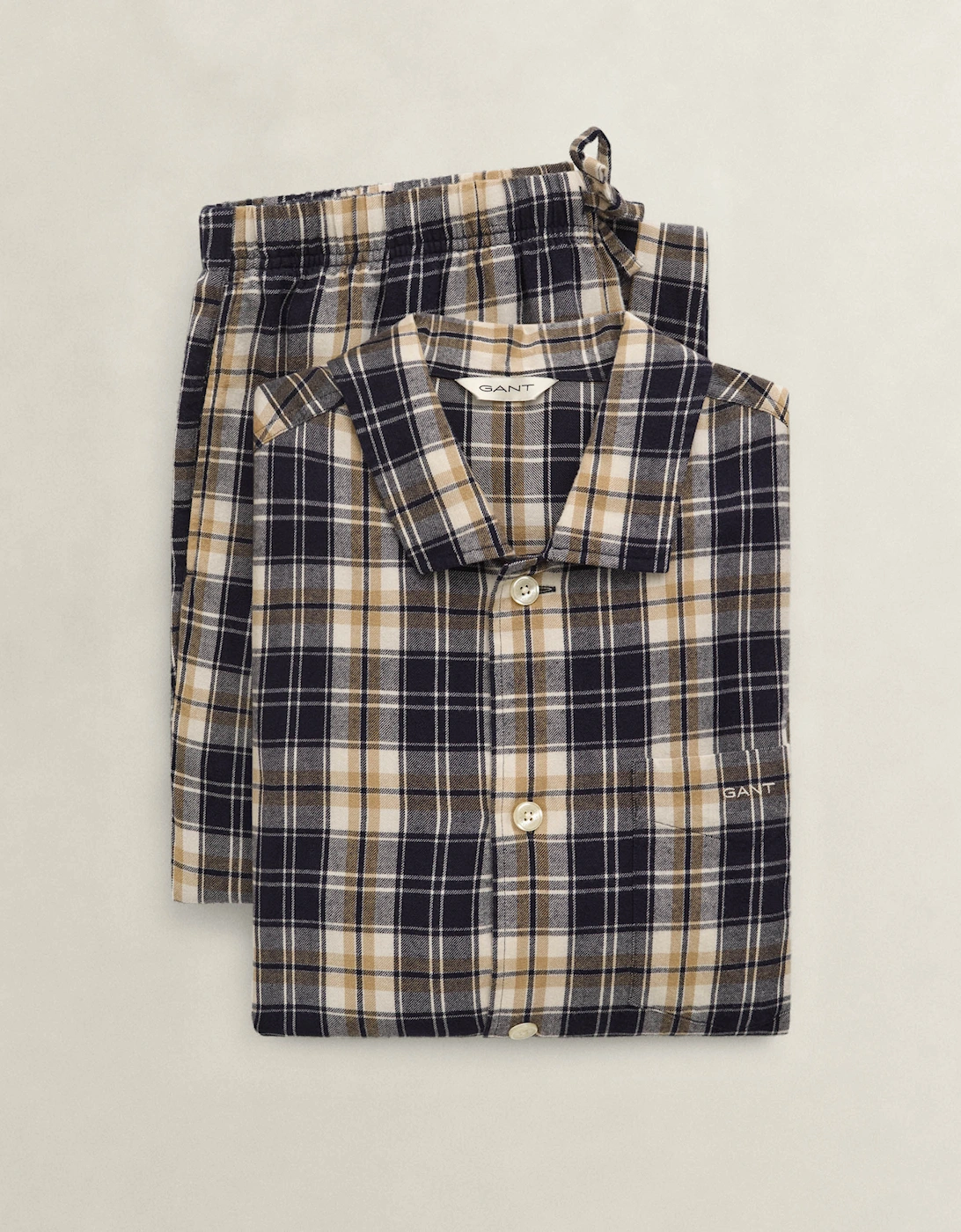 Men's GANT Mens Checked Pyjama Set - 433 Evening Blue - Navy - Size: XL