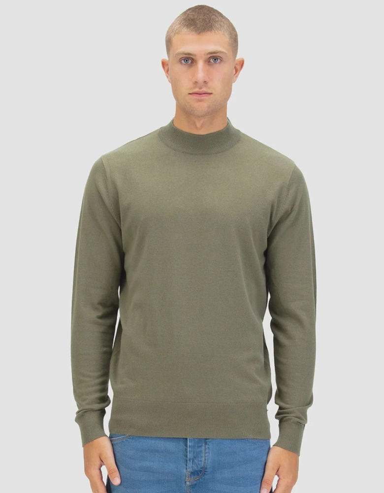 LUKE1977 Jenson Funnel Neck Knitted Jumper - Clover Green