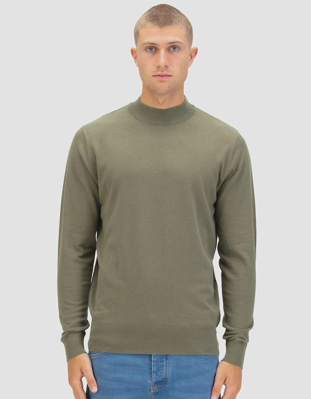 LUKE1977 Jenson Funnel Neck Knitted Jumper - Clover Green