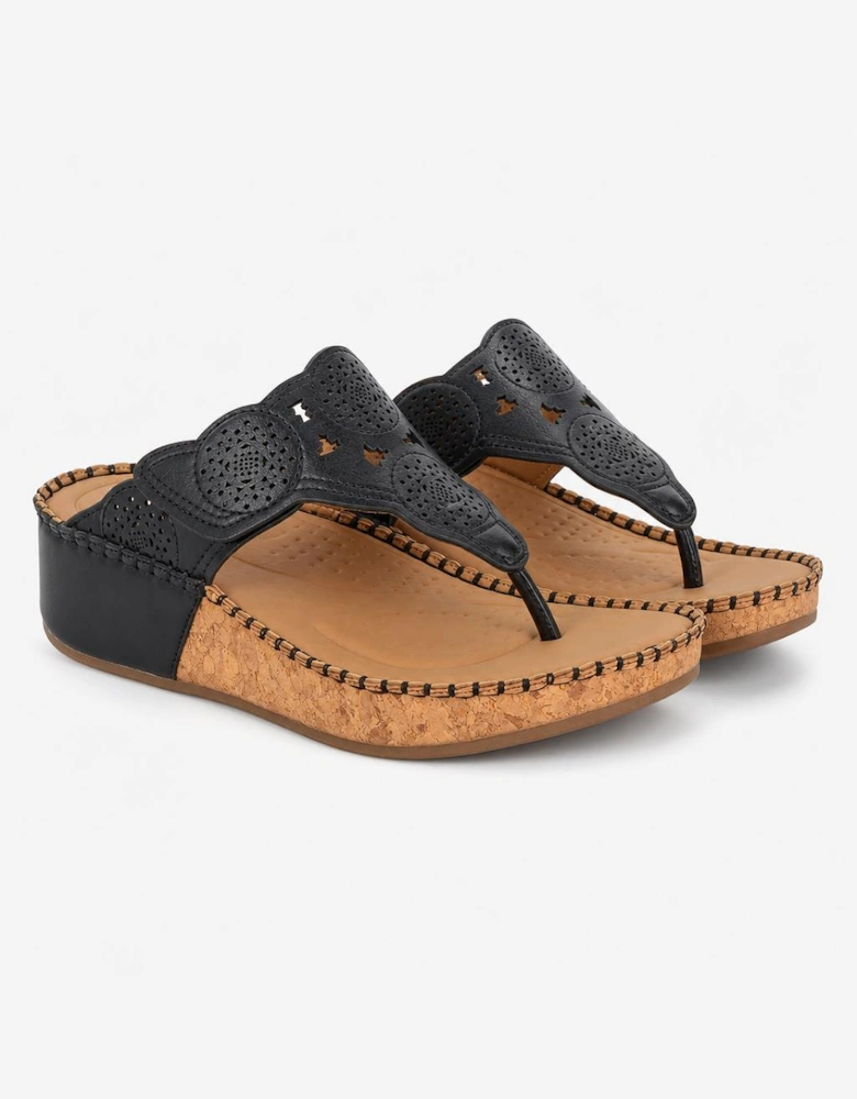 Cipriata CORINA Womens Toe-Post Sandals Black