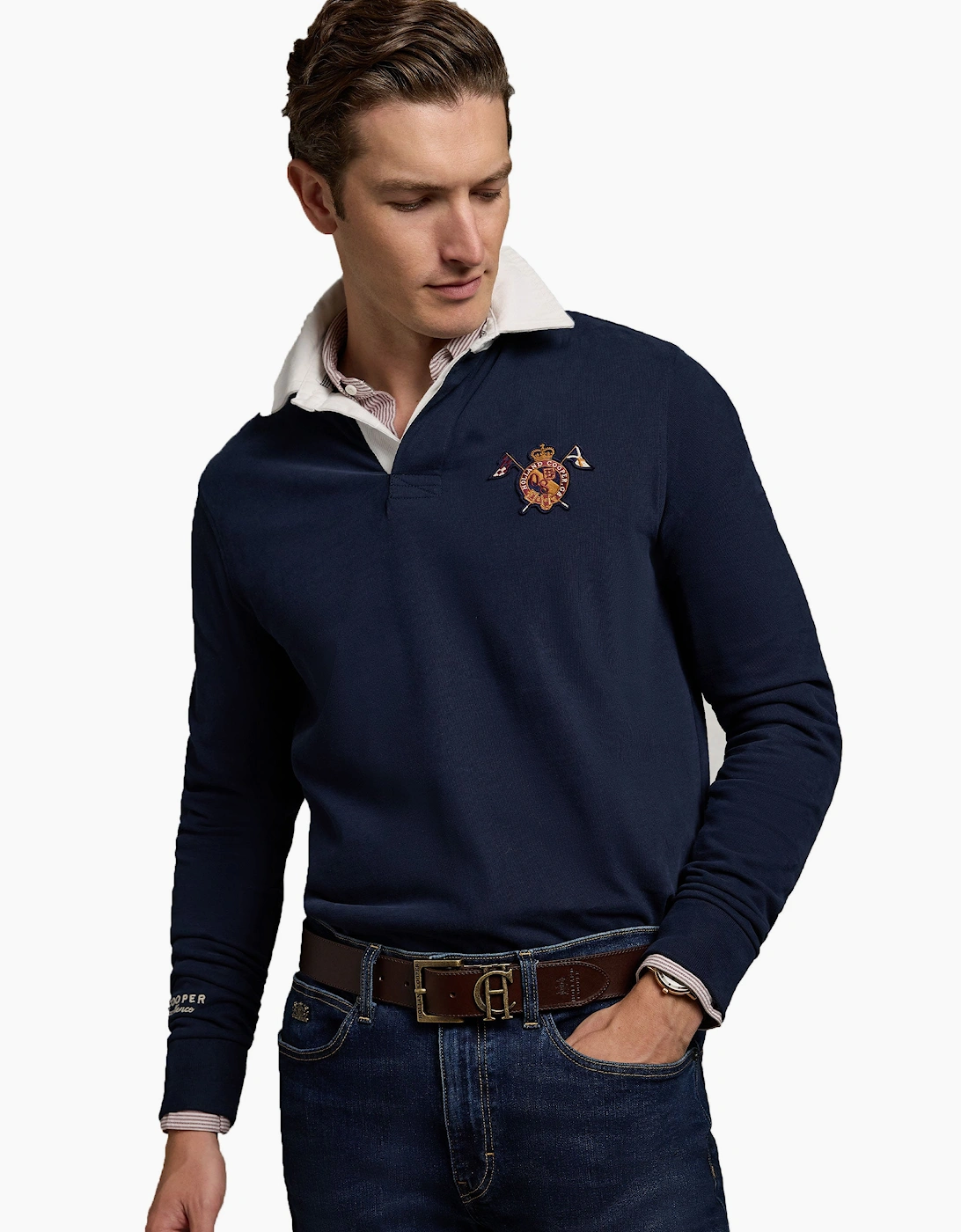 HOLLAND COOPER LONG SLEEVE RUGBY SHIRT INK NAVY