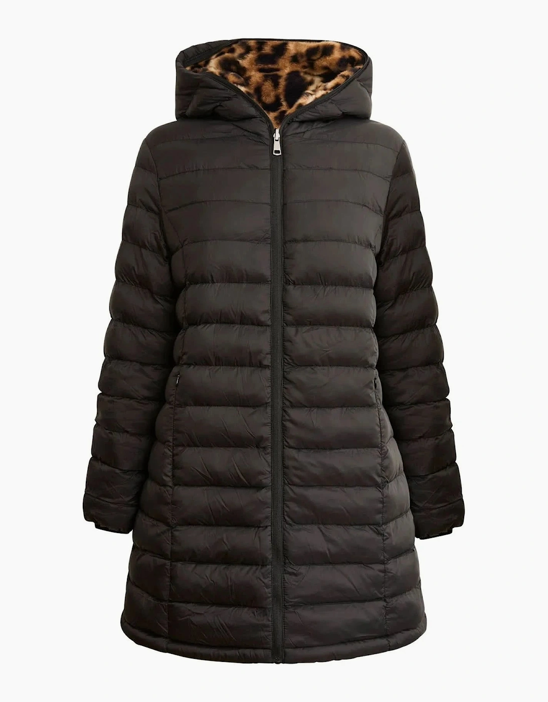 Reversible Leopard Print Hooded Coat