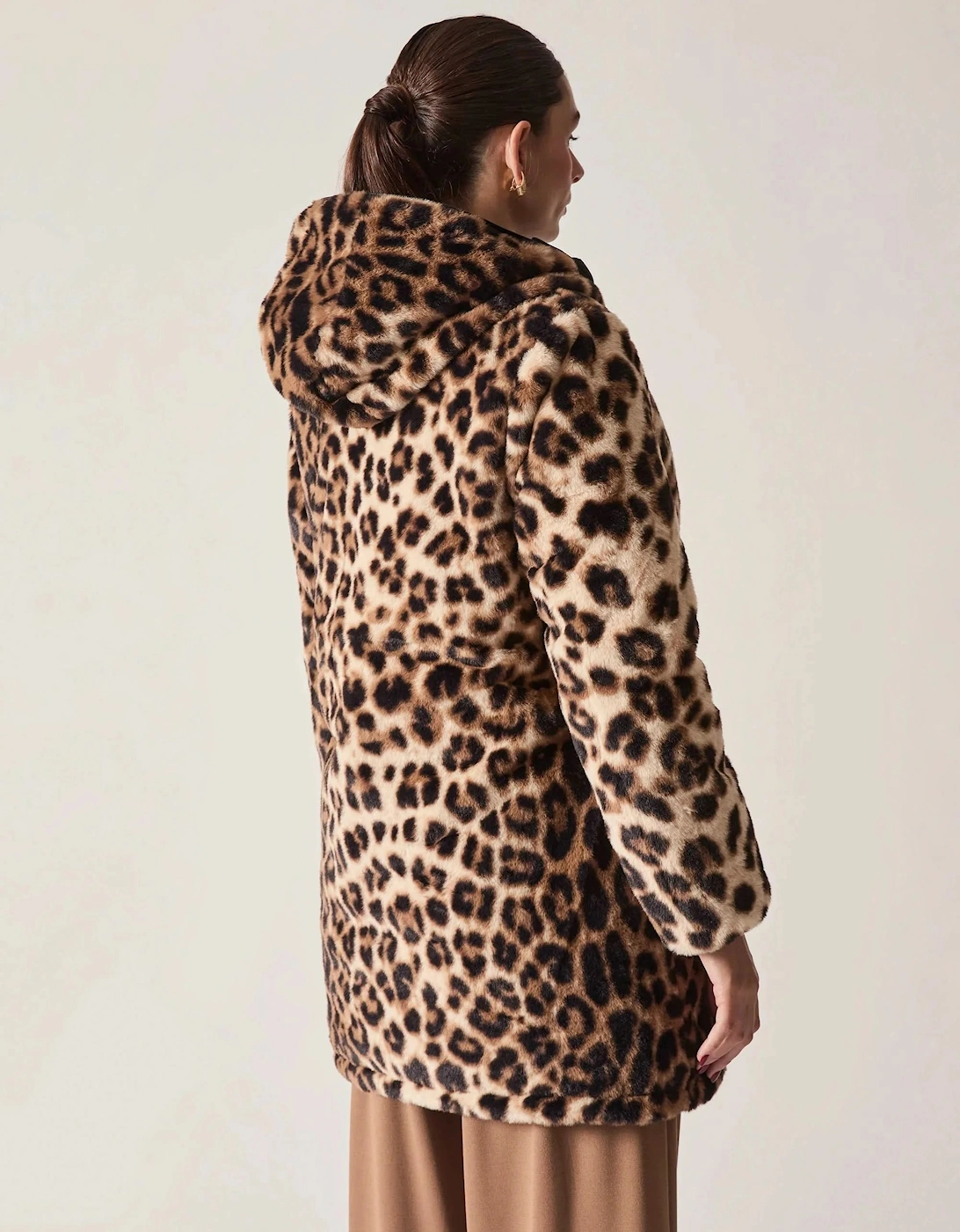 Reversible Leopard Print Hooded Coat