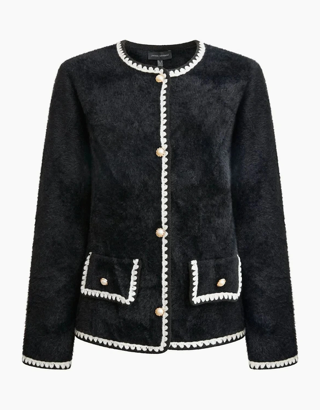 Black Contrast Trim Knit Cardigan