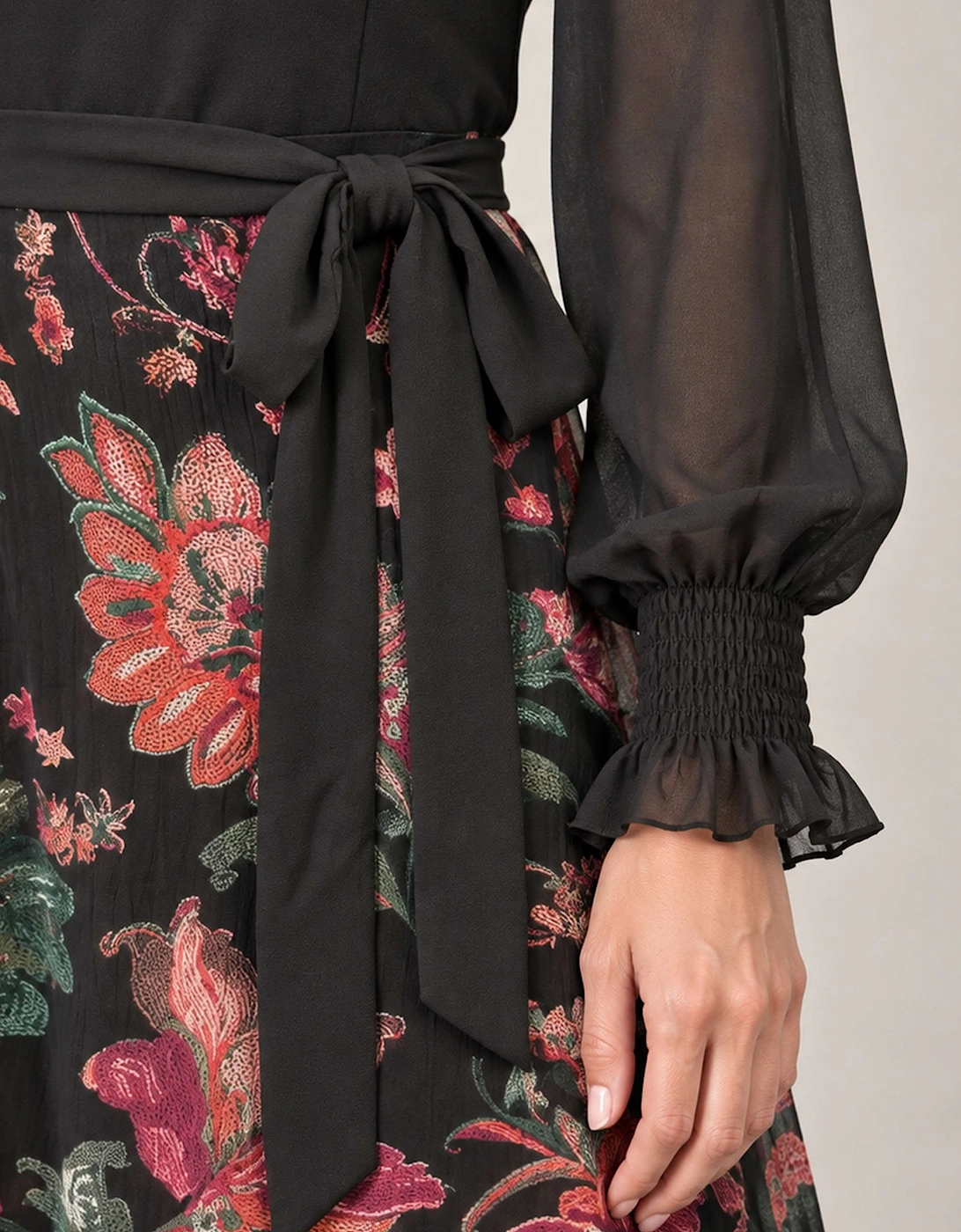 Black Floral Midi Dress