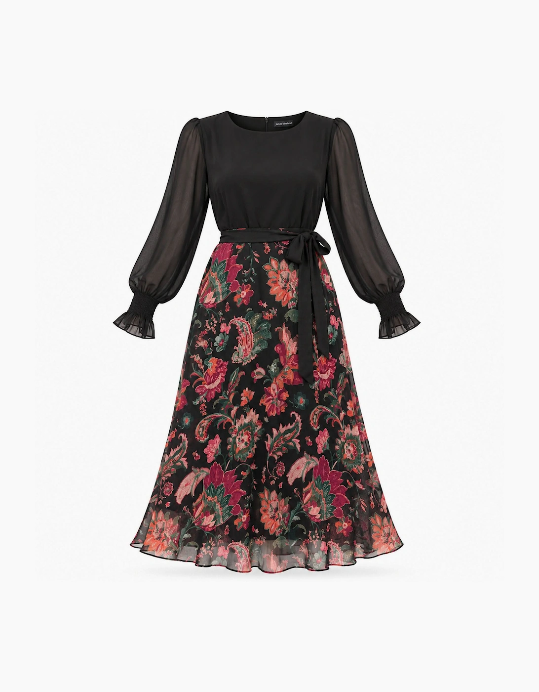 Black Floral Midi Dress