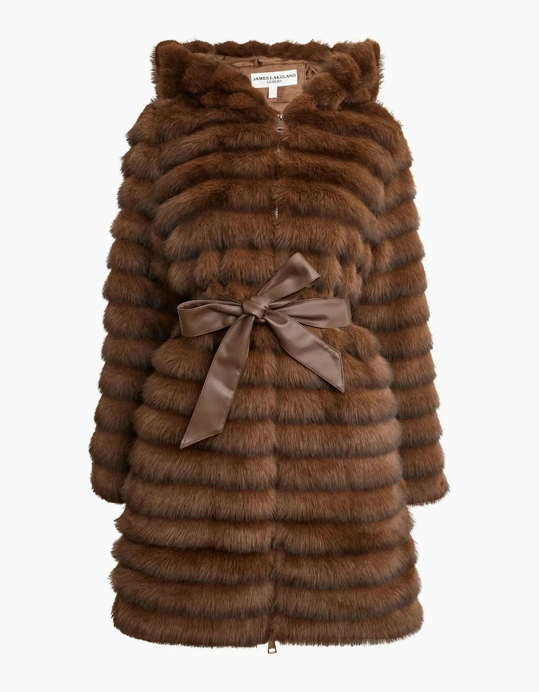Chocolate Brown Ribbed Faux-Fur Coat