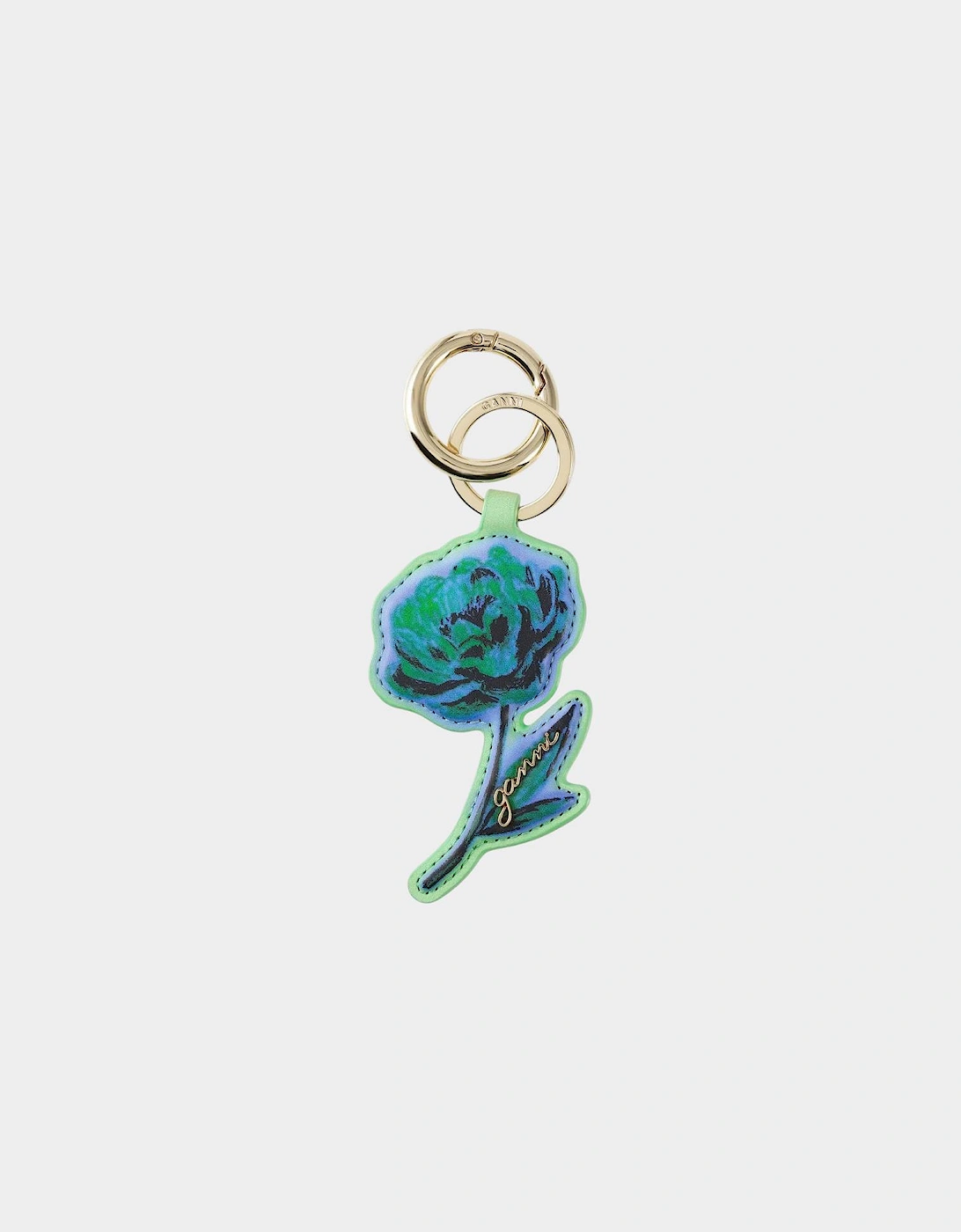 Ganni Women's Green Flower Keyring Stone