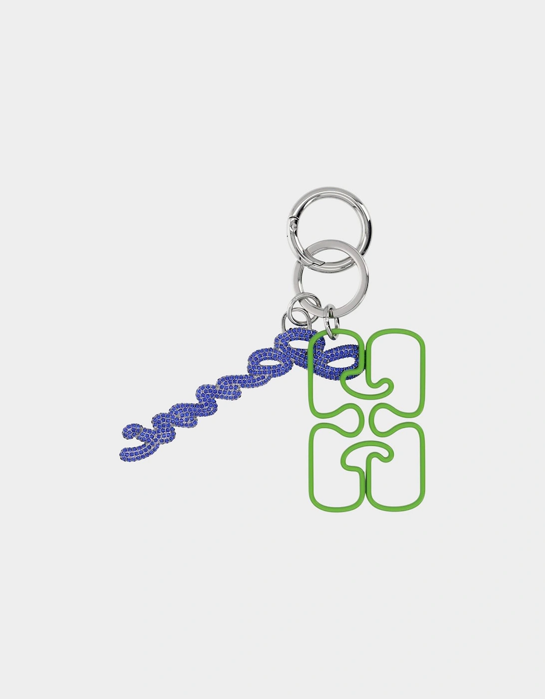 Chain-Embellished Keyring Flash Green Blue