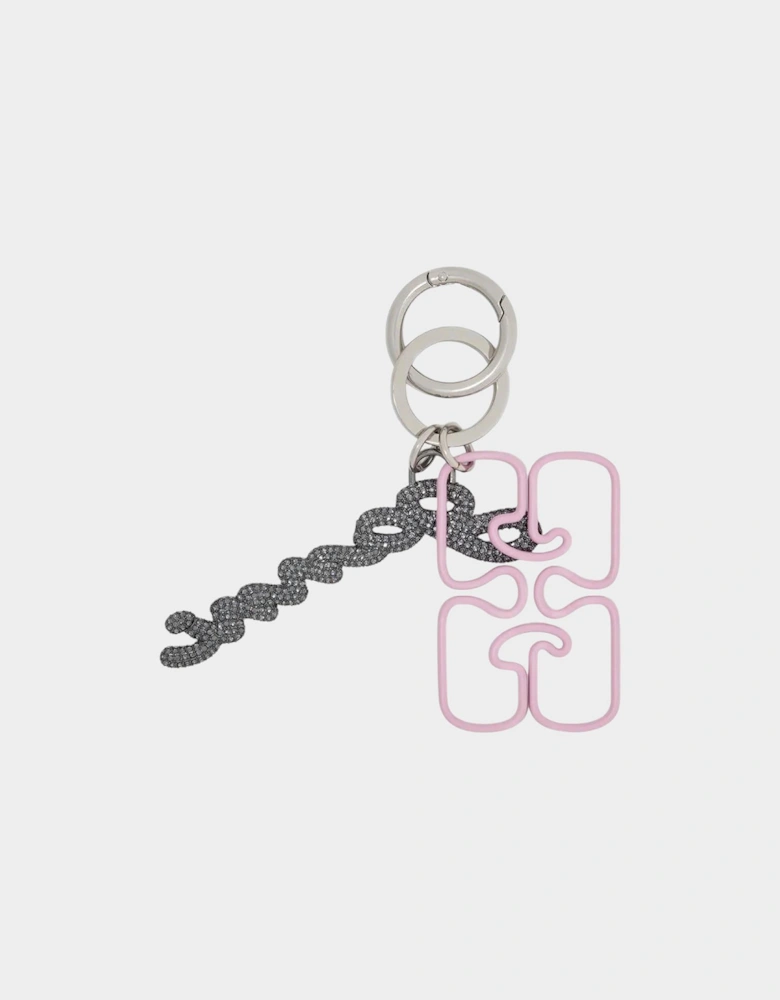Chain-Embellished Keyring Flash Pink