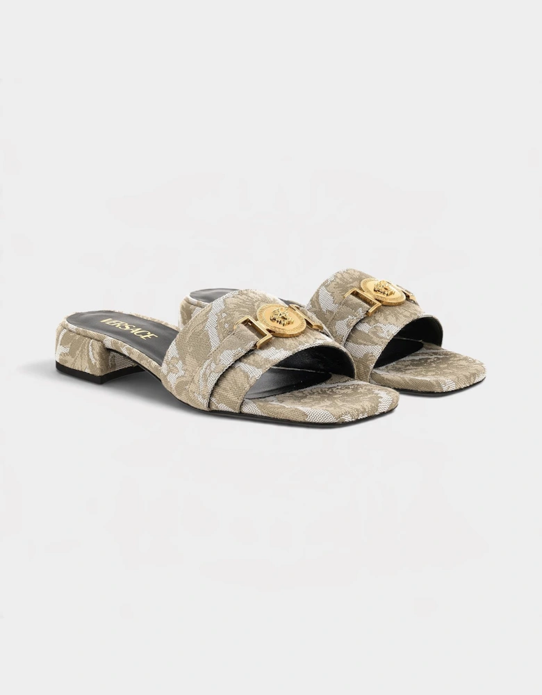 Medusa Head Icon Fabric Sandal Beige