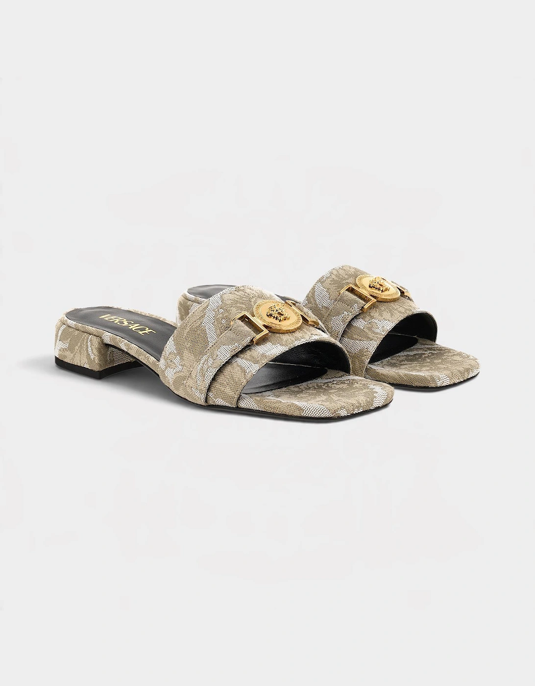 Medusa Head Icon Fabric Sandal Beige