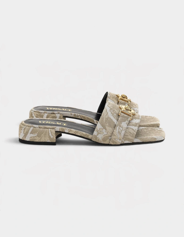 Medusa Head Icon Fabric Sandal Beige