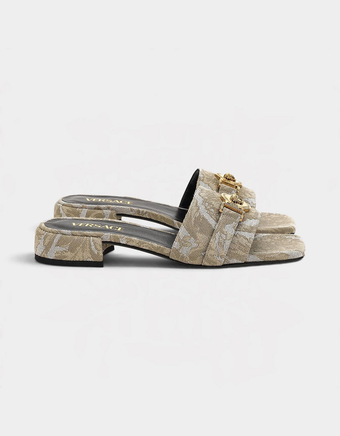 Medusa Head Icon Fabric Sandal Beige