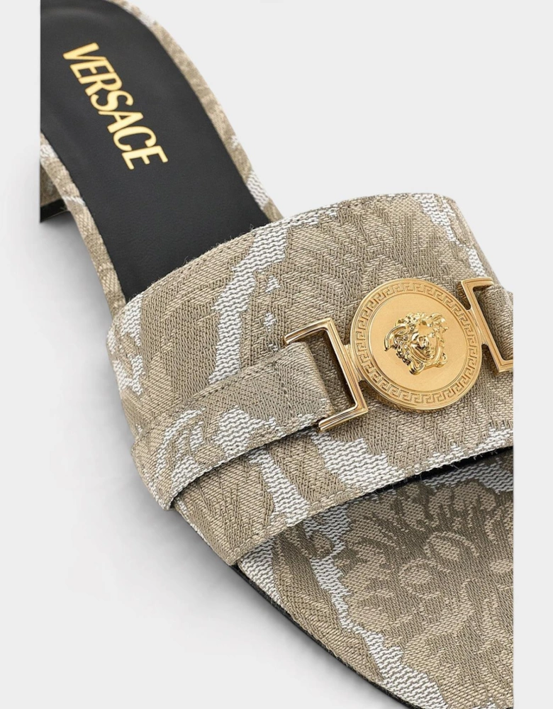 Medusa Head Icon Fabric Sandal Beige