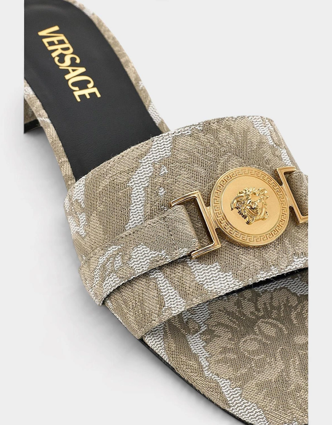 Medusa Head Icon Fabric Sandal Beige