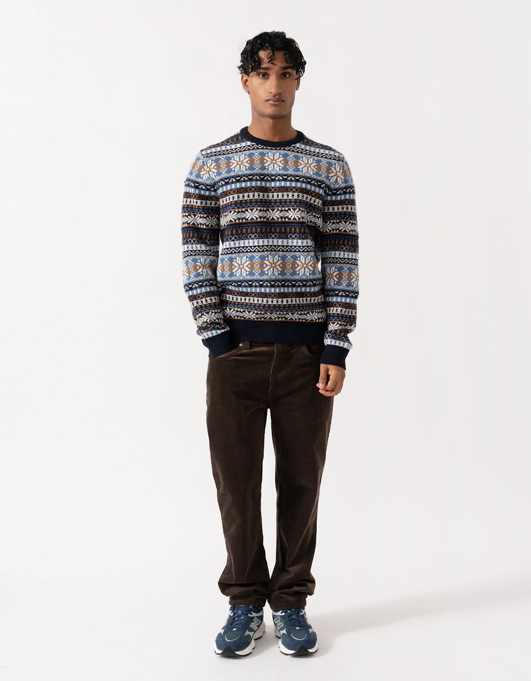 GANT Mens Fair Isle Crew Neck Sweater - 433 Evening Blue