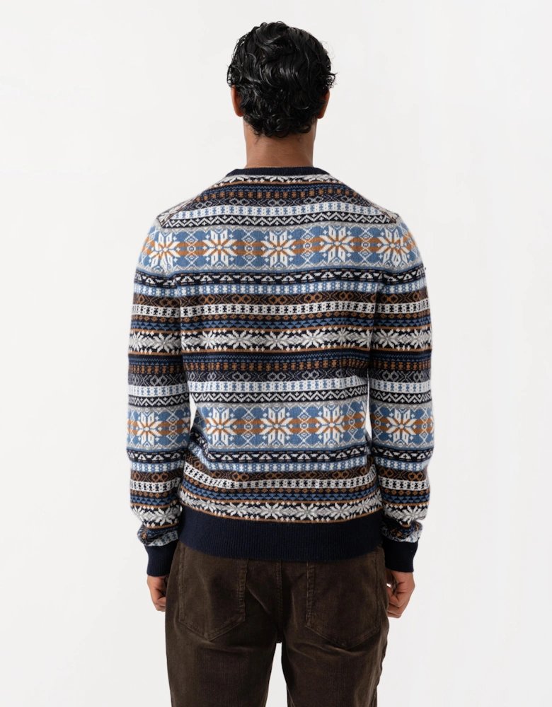 GANT Mens Fair Isle Crew Neck Sweater - 433 Evening Blue