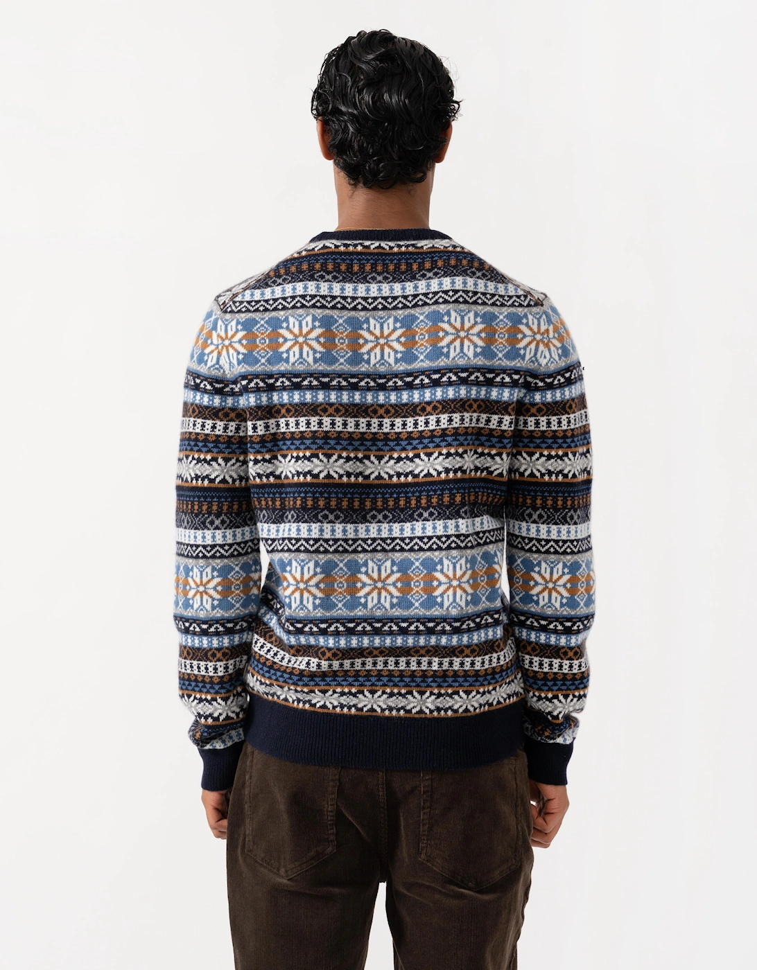 GANT Mens Fair Isle Crew Neck Sweater - 433 Evening Blue