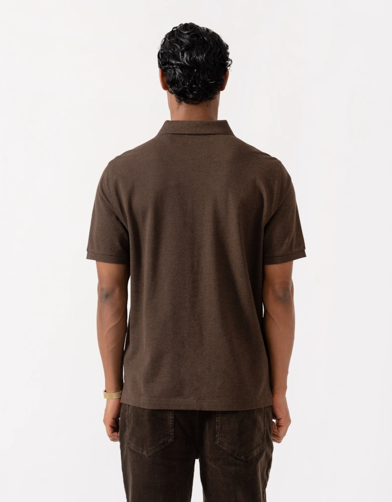 GANT Mens Regular Fit Short Sleeve Shield Logo Pique Polo - 284 Black Brown Melange