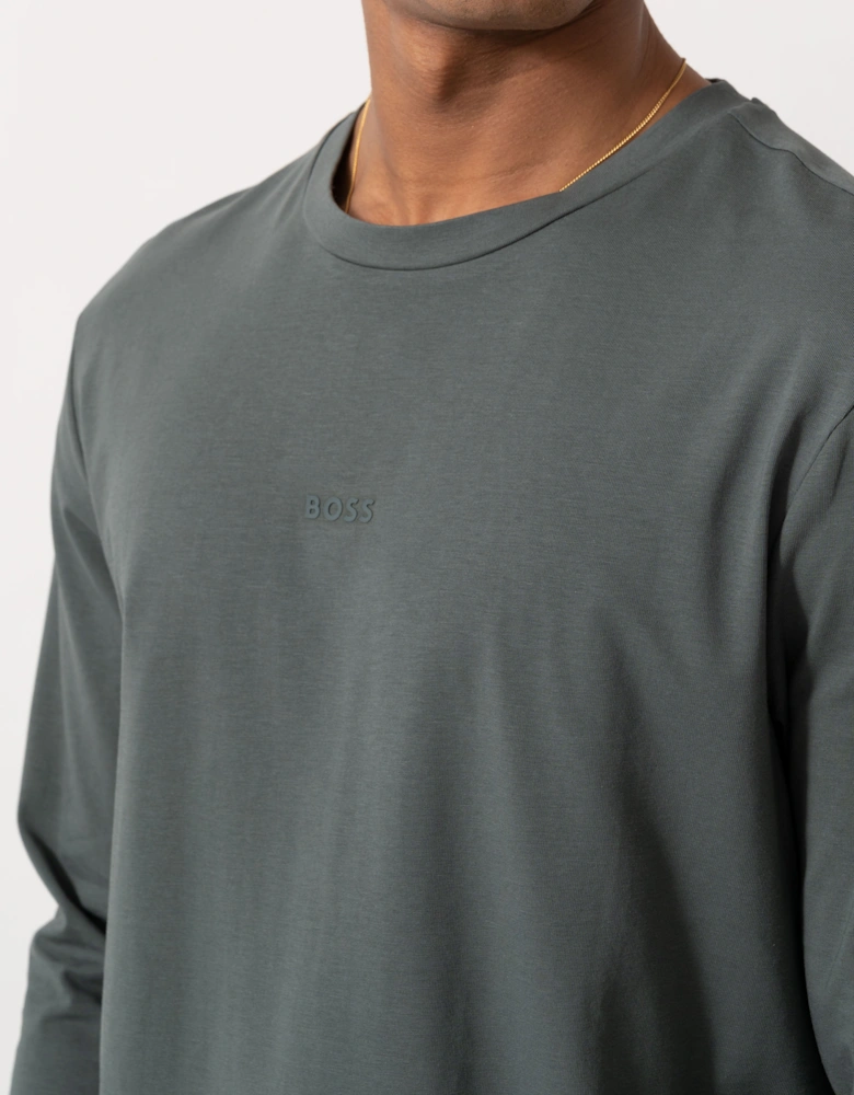BOSS Orange Tchark Mens Long Sleeve Stretch Cotton T-Shirt - Open Green 377