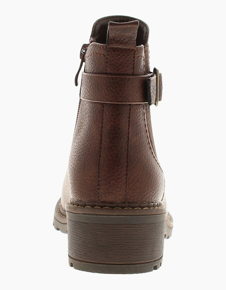 Platino Womens Ankle Boots Melanie Zip Fastening brown UK Size