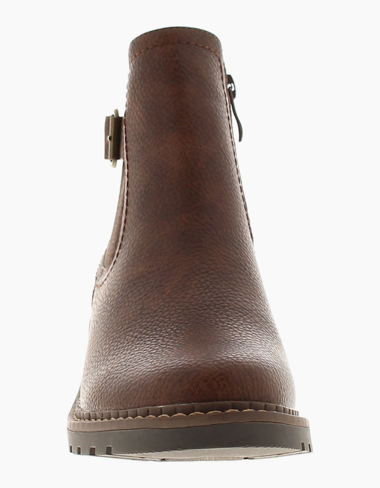 Platino Womens Ankle Boots Melanie Zip Fastening brown UK Size
