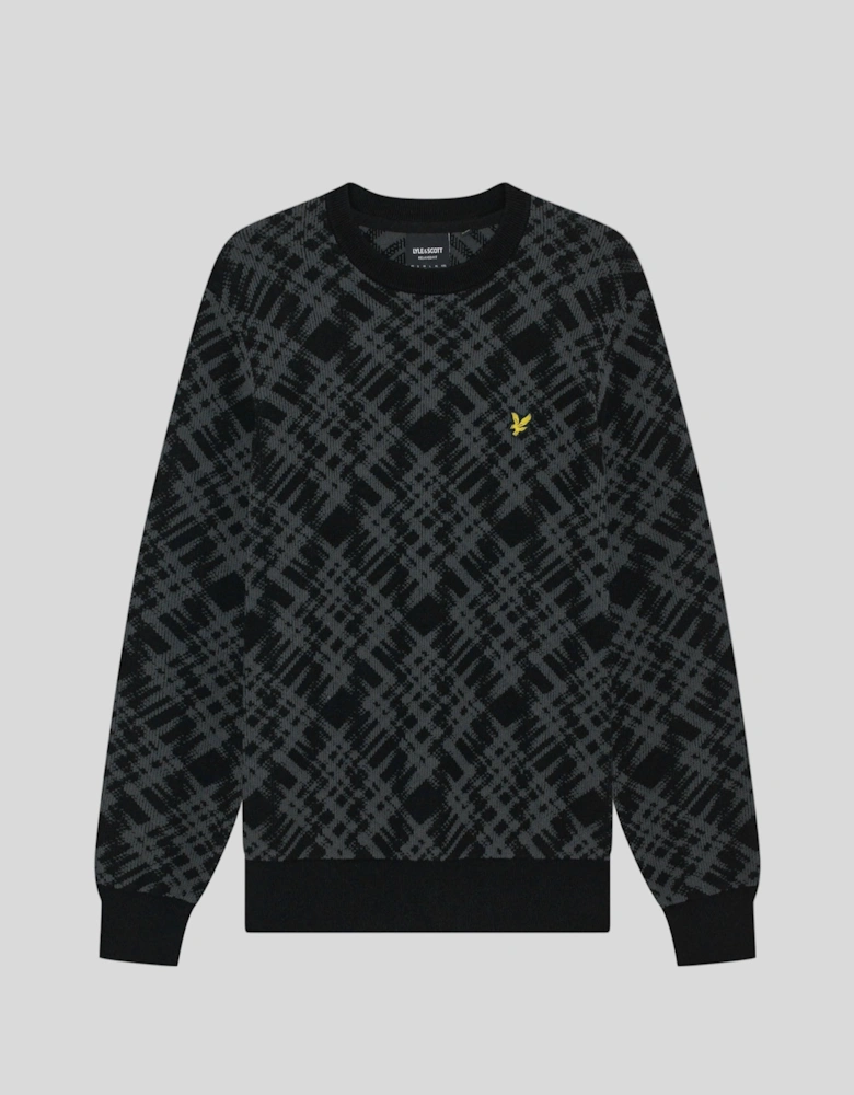 Ladder Effect Tartan Crew Neck Jumper