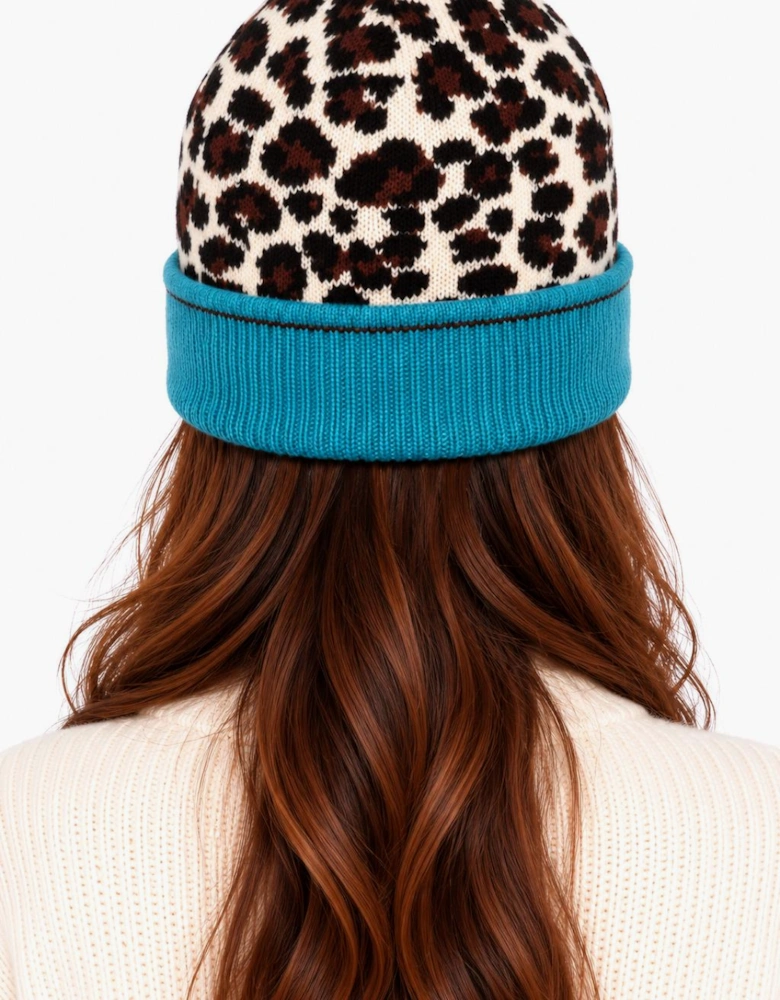 Multi Ladies Animal Beanie Contrast Cuff Hat