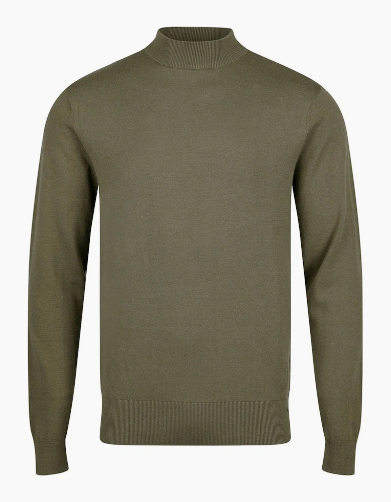 LUKE1977 Jenson Funnel Neck Knitted Jumper - Clover Green