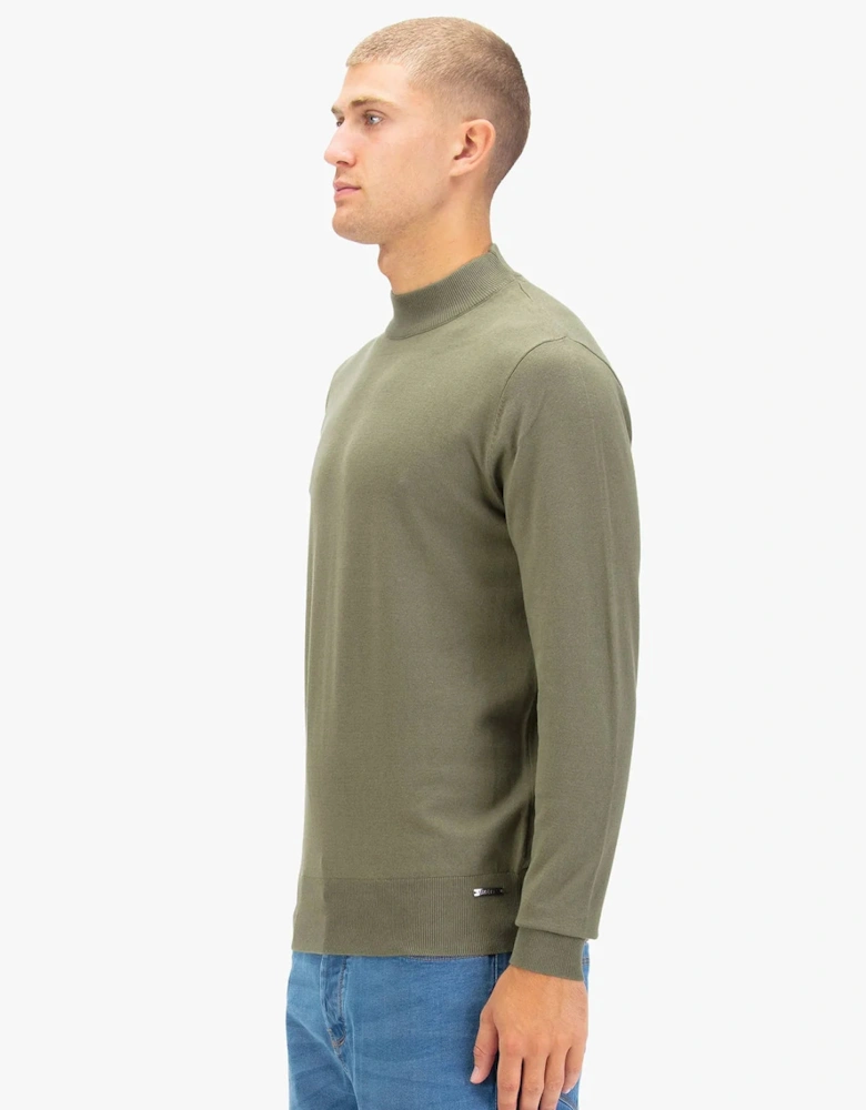 LUKE1977 Jenson Funnel Neck Knitted Jumper - Clover Green