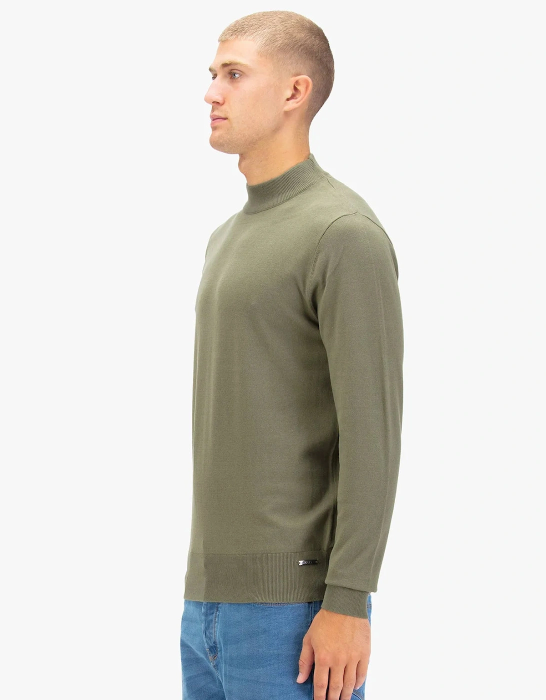 LUKE1977 Jenson Funnel Neck Knitted Jumper - Clover Green