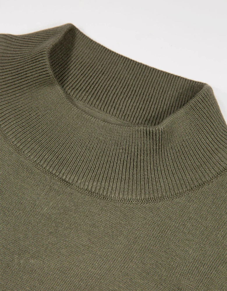 LUKE1977 Jenson Funnel Neck Knitted Jumper - Clover Green