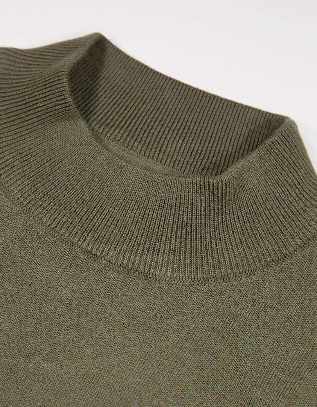 LUKE1977 Jenson Funnel Neck Knitted Jumper - Clover Green