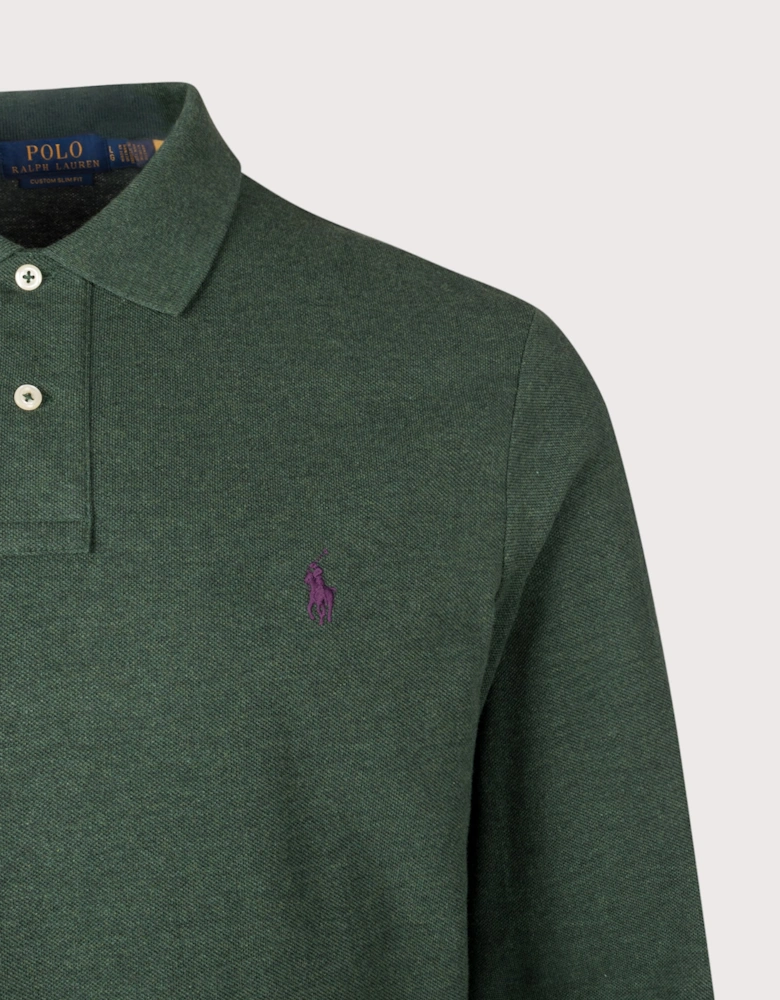 Custom Slim Fit Long Sleeve Polo Shirt