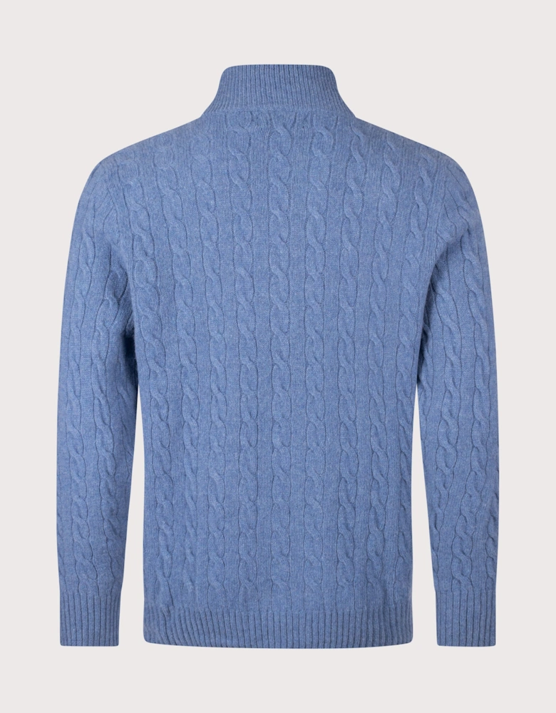 Cashmere Blend Quarter Zip Cable Knit Jumper