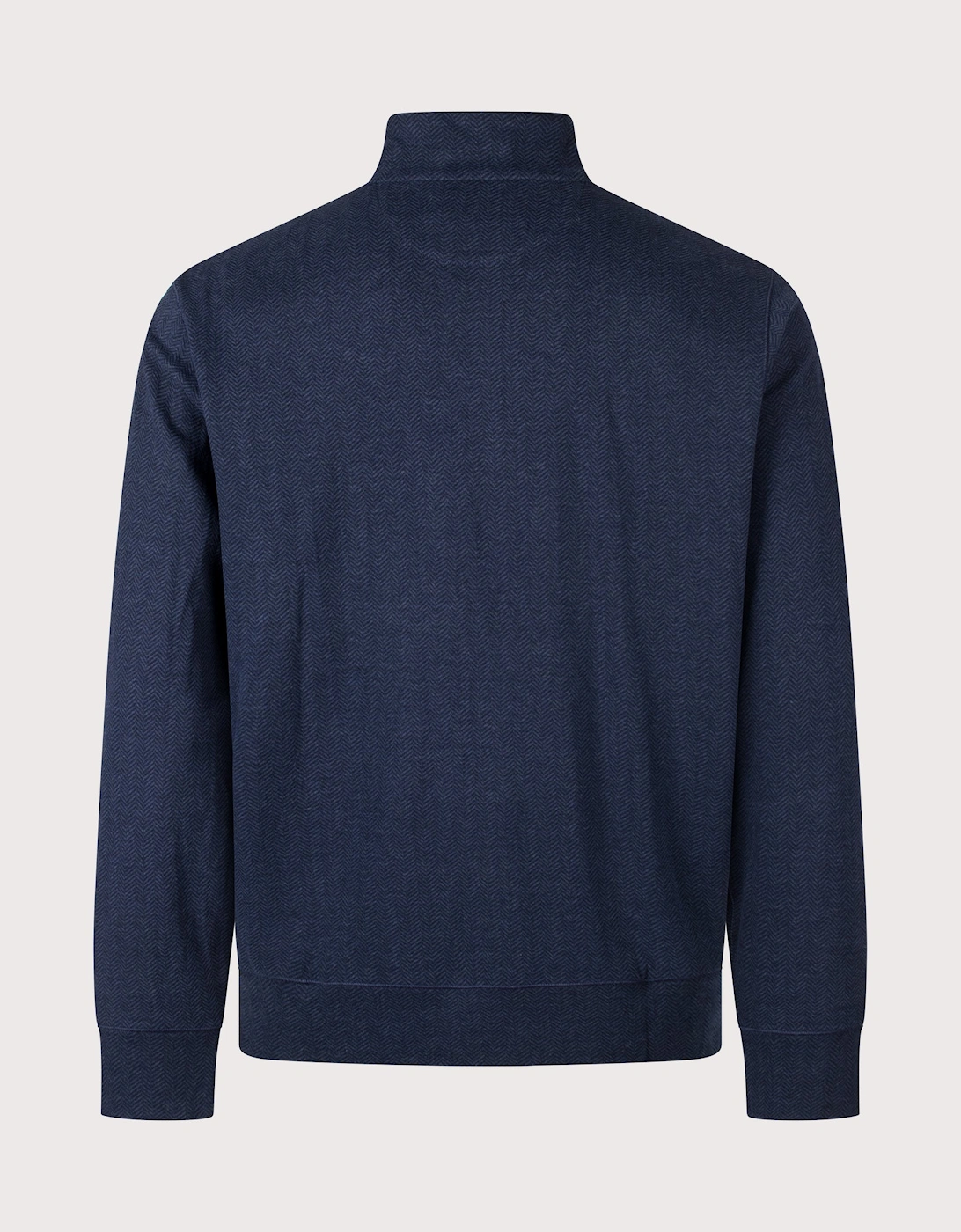 Herringbone-Print Quarter Zip Sweatshirt