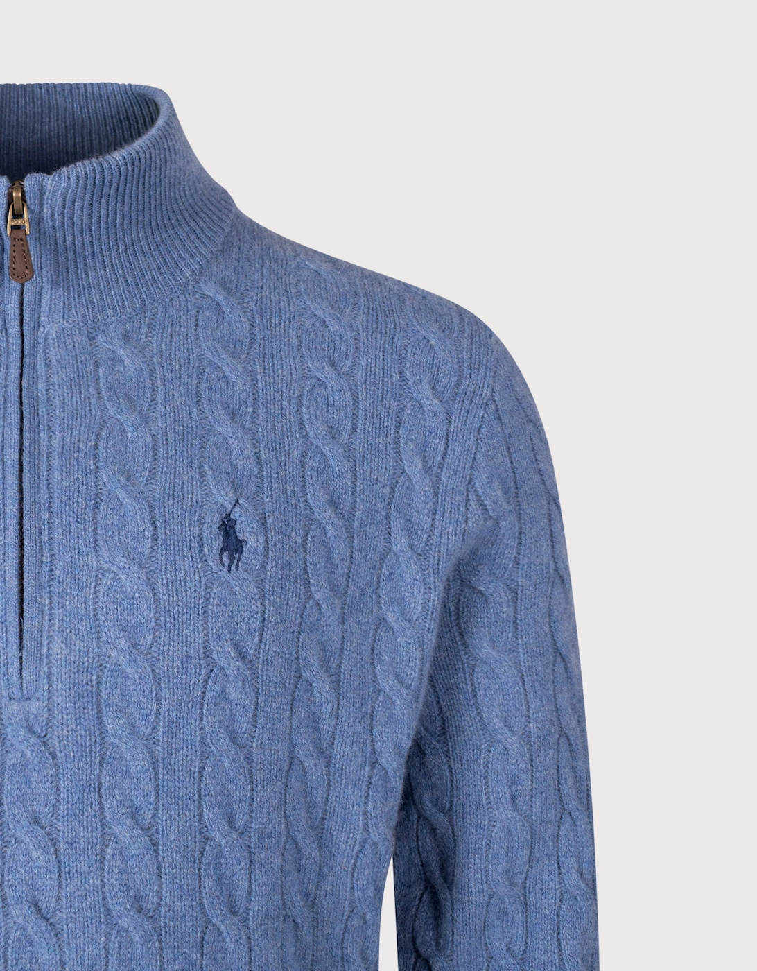 Cashmere Blend Quarter Zip Cable Knit Jumper