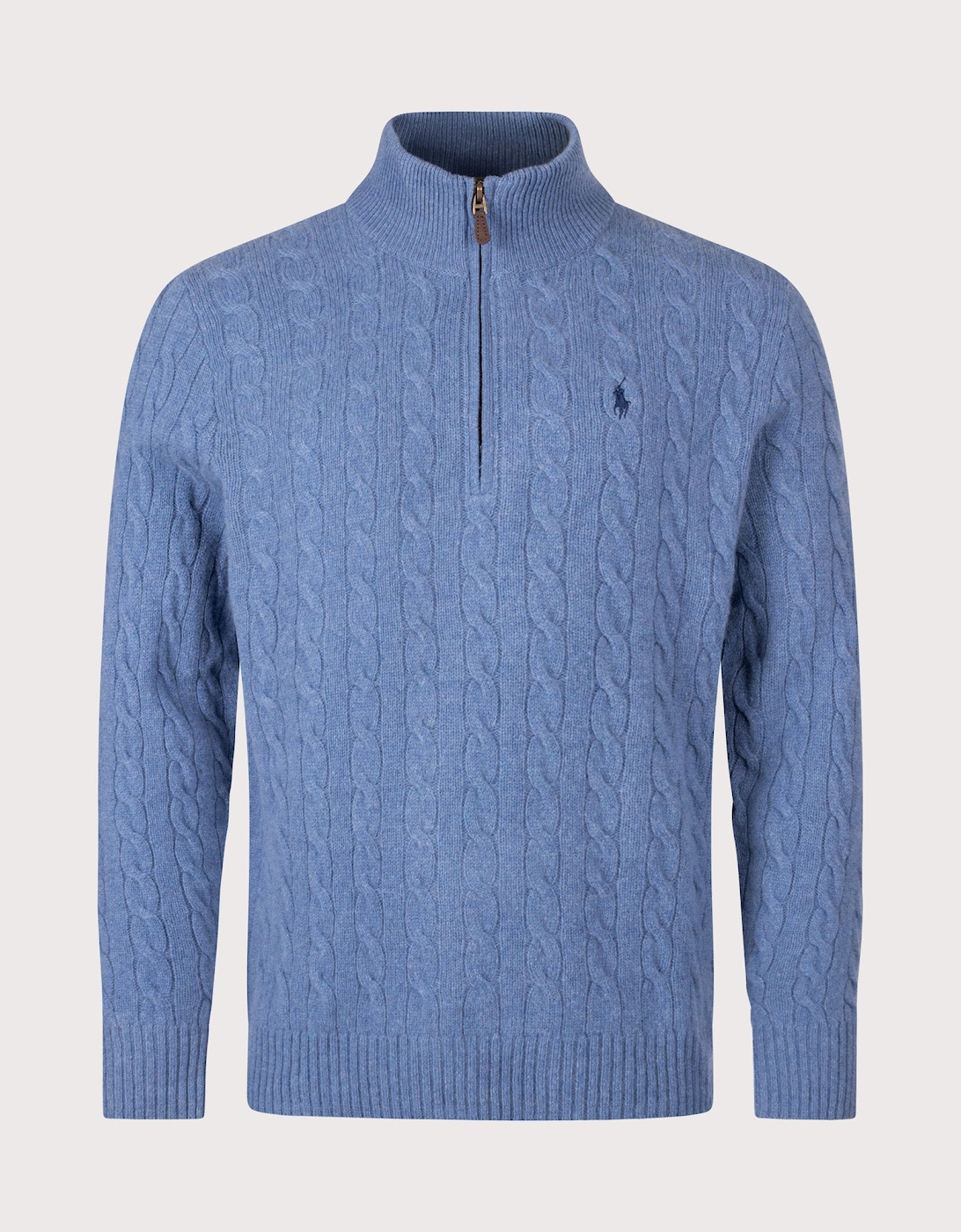 Cashmere Blend Quarter Zip Cable Knit Jumper