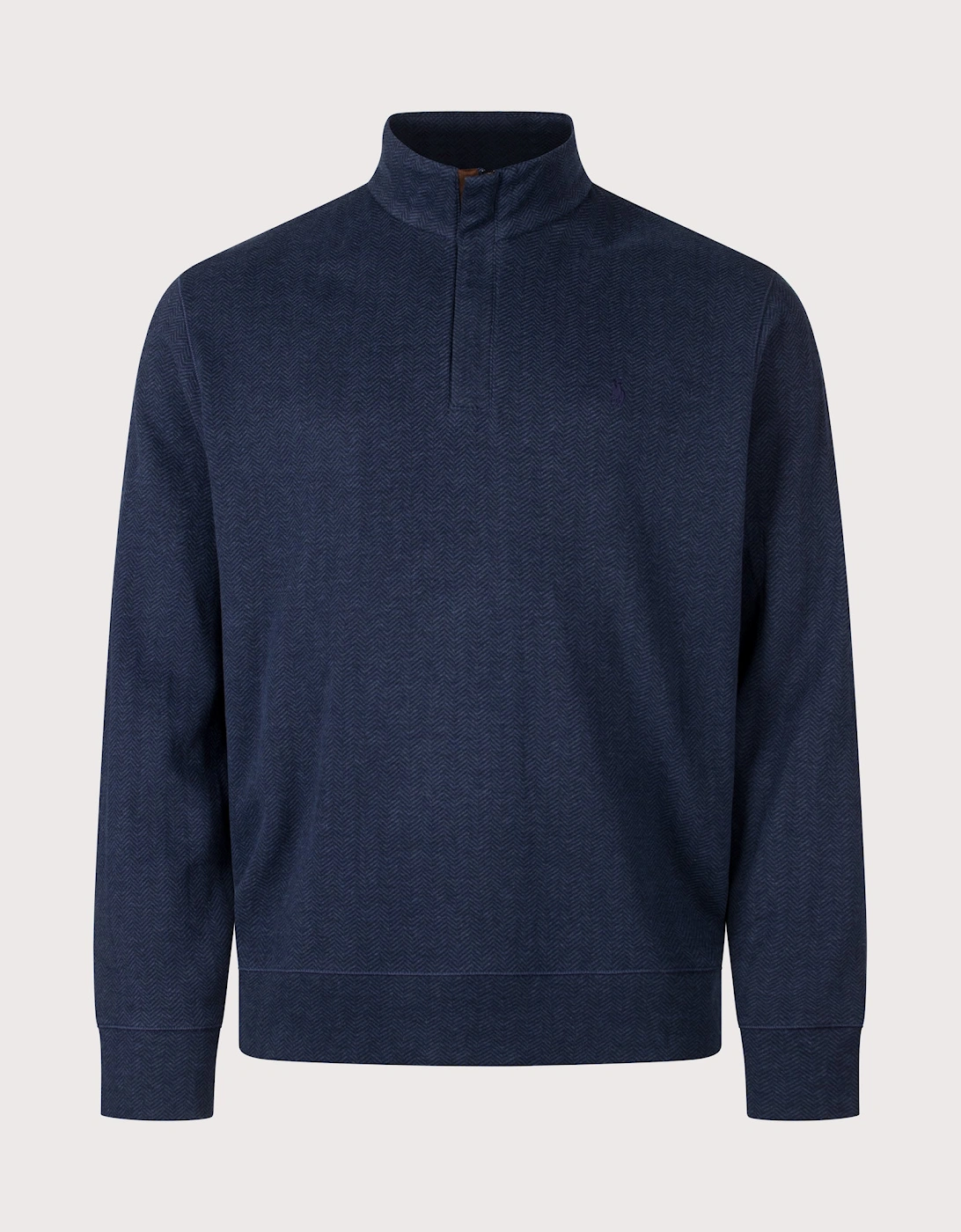 Herringbone-Print Quarter Zip Sweatshirt