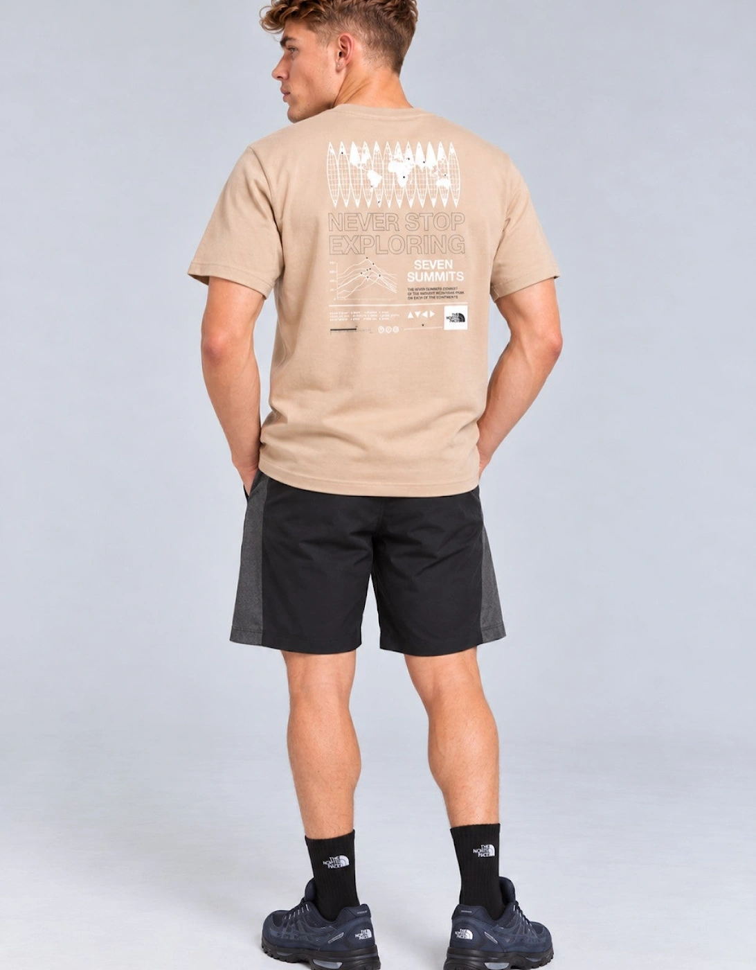 The North Face Mens M Multi Location Globe T Shirt in Beige
