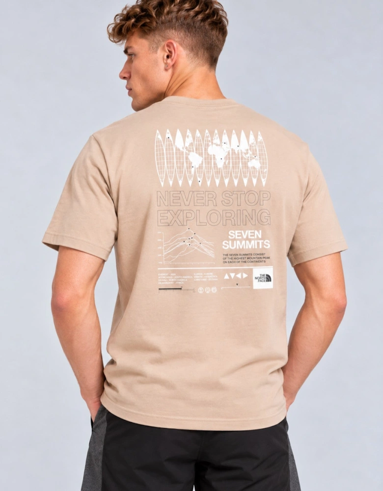 The North Face Mens M Multi Location Globe T Shirt in Beige