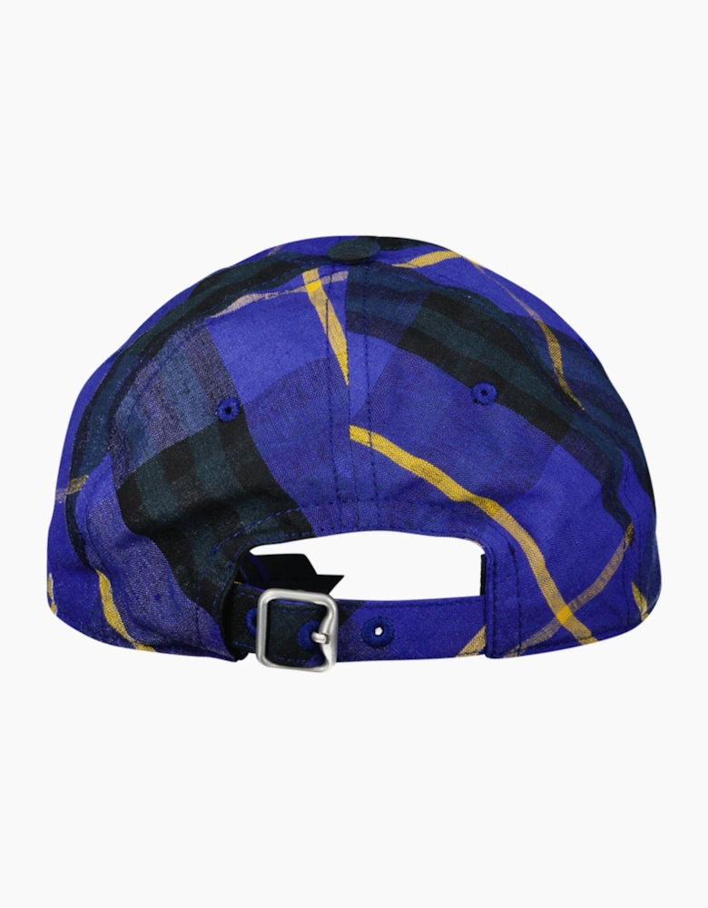Burberry Linen Check Baseball Cap Navy