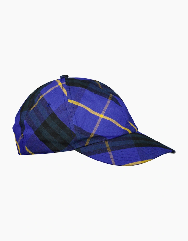 Burberry Linen Check Baseball Cap Navy
