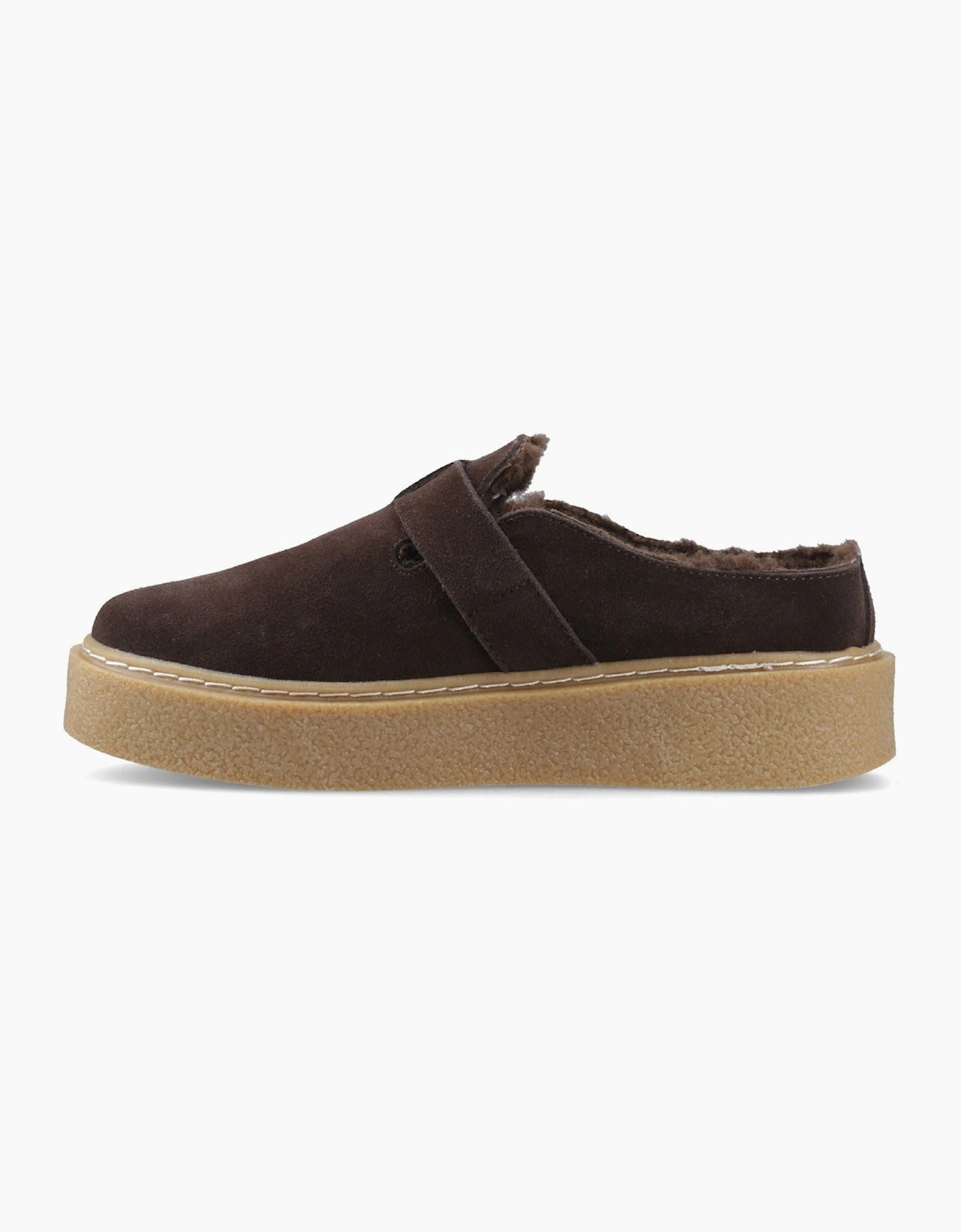 Hush Puppies Blanche Fur Leather Women's Chocolate Mules
